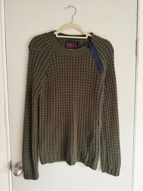Yoki Olive Green Knit Sweater with Shoulder Zip